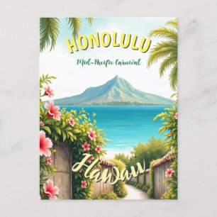 Cartes Pour Fêtes Annuelles Style vintage Hawaiian Travel Honolulu Mid-Pacific