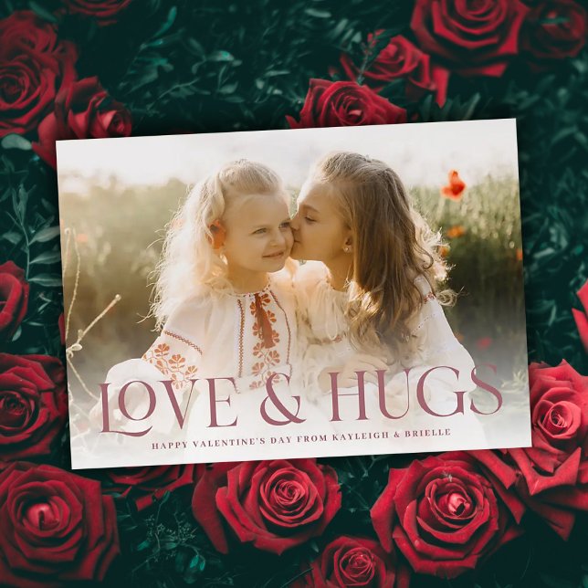 Cartes Pour Fêtes Annuelles Stylish Love and Hugs Full Photo Saint Valentin (Créateur téléchargé)
