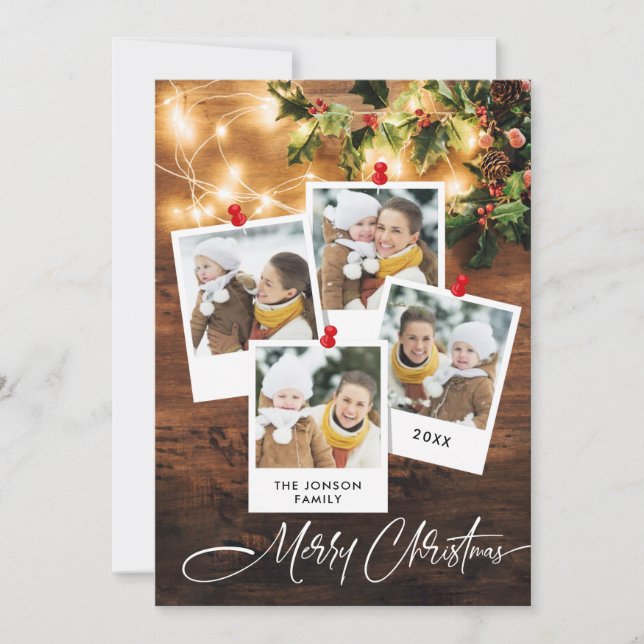 Cartes Pour Fêtes Annuelles Succursale de Mistletoe Rustique 4 PHOTO Noël Salu (Devant)