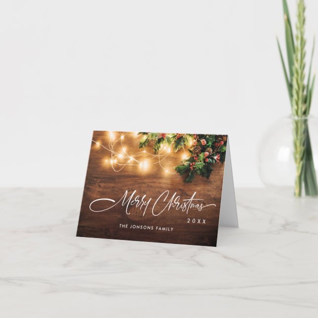 Cartes Pour Fêtes Annuelles Succursale de Mistletoe Salutation de Noël rustiqu (Devant)