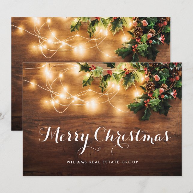 Cartes Pour Fêtes Annuelles Succursale Mistletoe Entreprise Rustique Noël (Devant / Derrière)