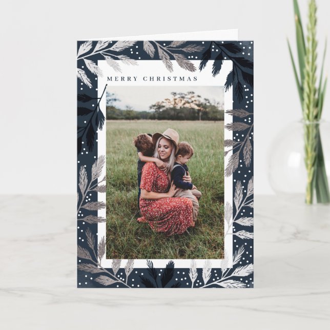 Cartes Pour Fêtes Annuelles Succursales Foil Joyeux Noël Photo (Devant)