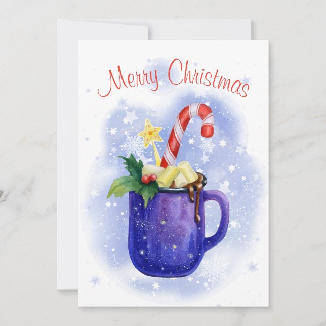 Cartes Pour Fêtes Annuelles Sucre de canne au chocolat chaud (Devant)