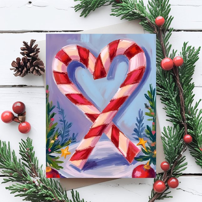Cartes Pour Fêtes Annuelles Sucre de canne Coeur Joyeux Noël (Créateur téléchargé)