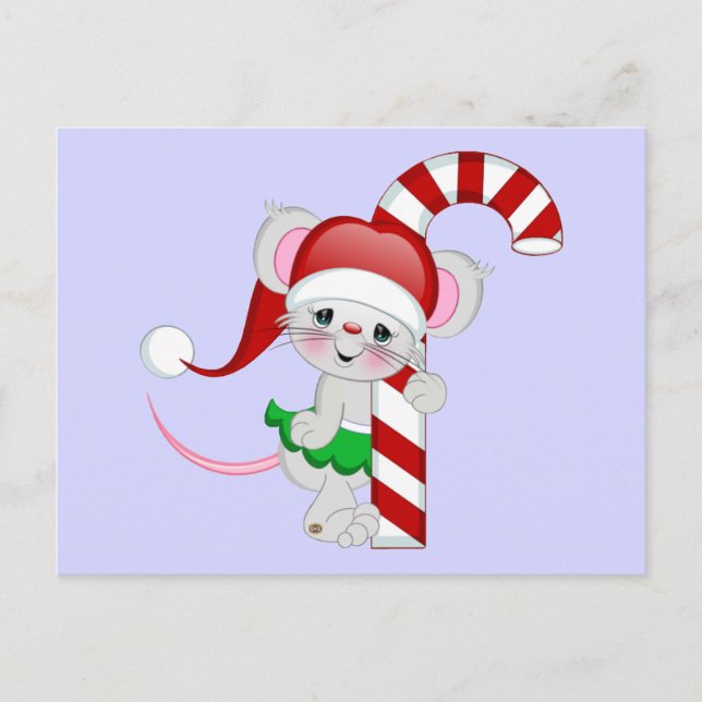 Cartes Pour Fêtes Annuelles Sucre de canne de la souris de Noël (Devant)