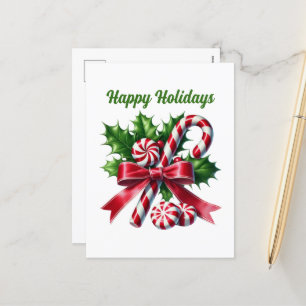 Cartes Pour Fêtes Annuelles sucre de canne de menthe poivrée heureux