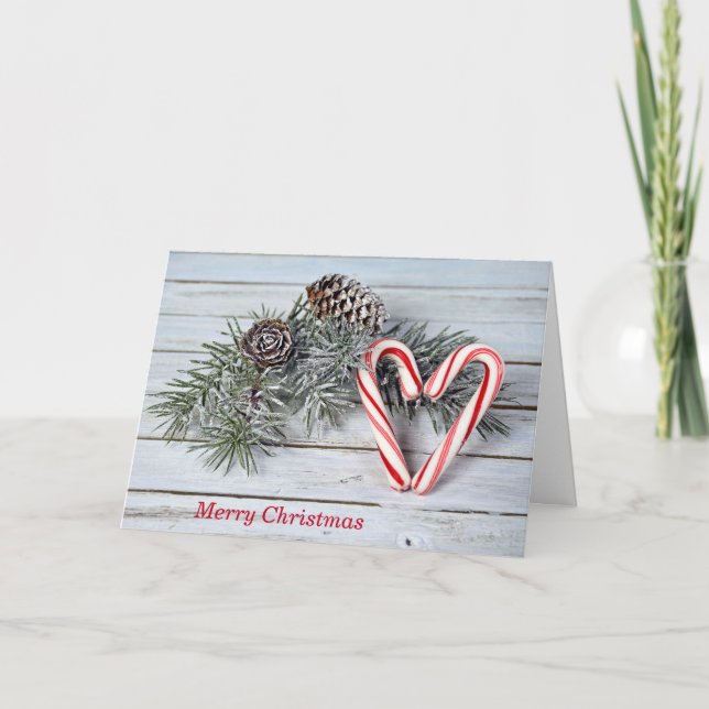 Cartes Pour Fêtes Annuelles Sucre de canne de Noël Coeur (Devant)