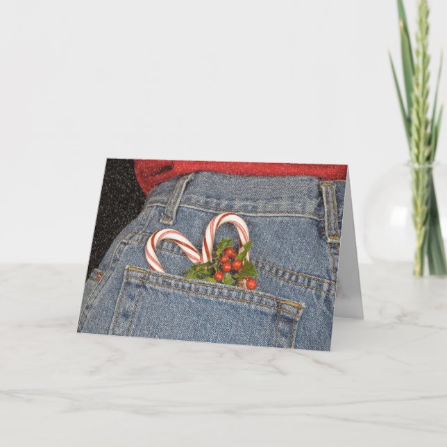 Cartes Pour Fêtes Annuelles Sucre de canne de Noël Coeur (Devant)