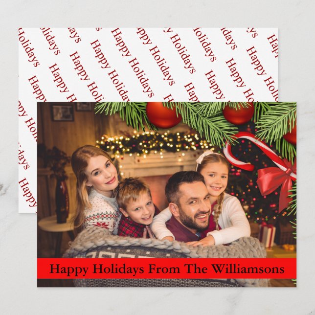 Cartes Pour Fêtes Annuelles Sucre de canne de Noël Frontière Joyeux Fêtes (Devant / Derrière)