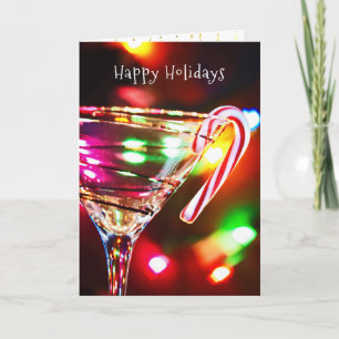 Cartes Pour Fêtes Annuelles Sucre de canne de Noël sur le verre de martini