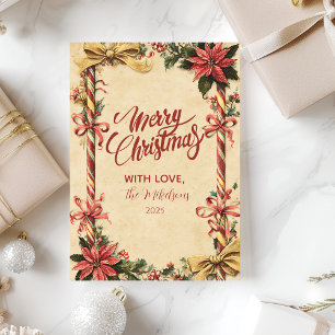 Cartes Pour Fêtes Annuelles Sucre de canne Poinsettia Noël