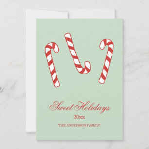 Cartes Pour Fêtes Annuelles Sucre de canne rouge, vert et blanc Motif de Noël