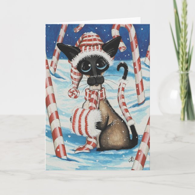 Cartes Pour Fêtes Annuelles Sucre de canne siamois Kitty (Devant)
