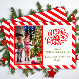 Cartes Pour Fêtes Annuelles Sucre de canne simple rayé Joyeux Noël photo