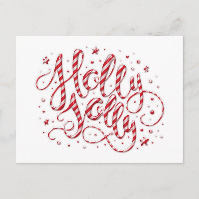Cartes Pour Fêtes Annuelles Sucre de canne Stried Holly Jolly Open House | (Devant)