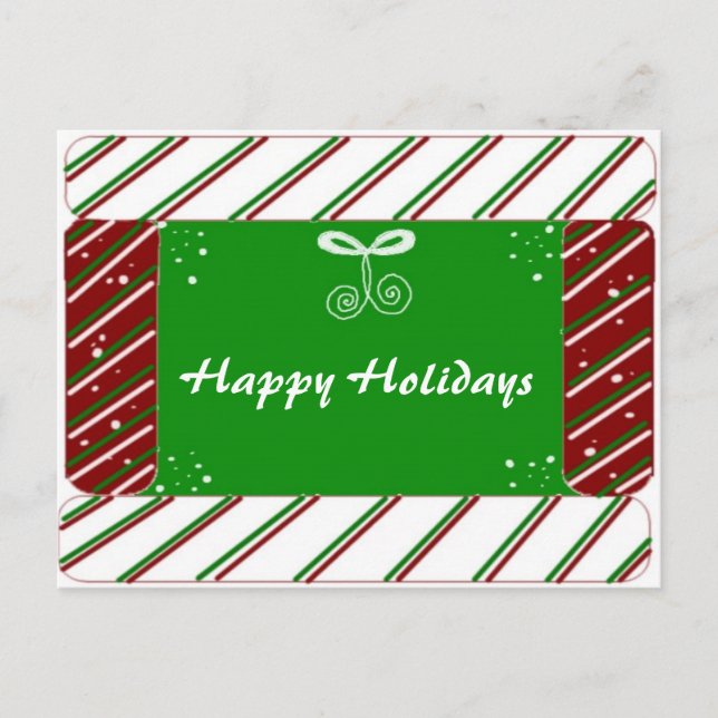 Cartes Pour Fêtes Annuelles Sucre de canne Stripes Salutations de vacances (Devant)