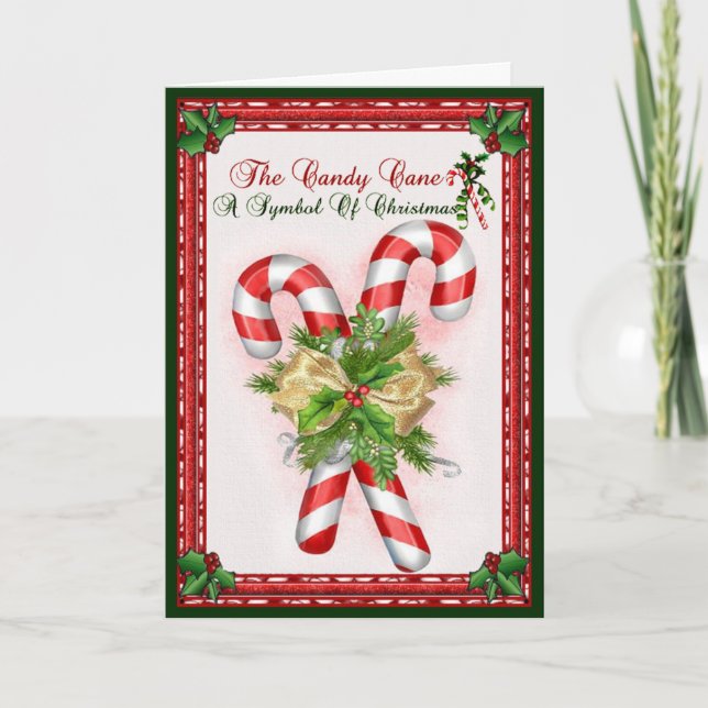 Cartes Pour Fêtes Annuelles Sucre de canne Symbole De Noël Salutation (Devant)