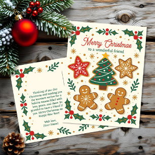 Cartes Pour Fêtes Annuelles Sucre pain d'épices Cookies Holly Berries Noël