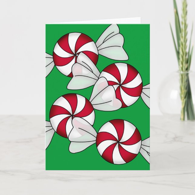 Cartes Pour Fêtes Annuelles Sucreries de menthe poivrée (Devant)