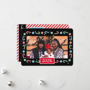 Cartes Pour Fêtes Annuelles Sucres de canne cadre de Noël (ajoutez votre propr