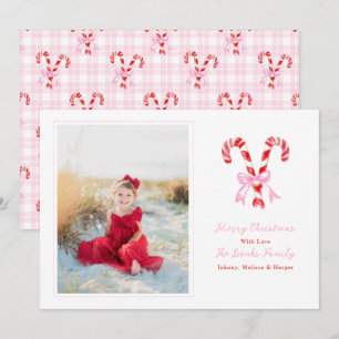 Cartes Pour Fêtes Annuelles Sucres de canne d'aquarelle de Noël Preppy - Vache
