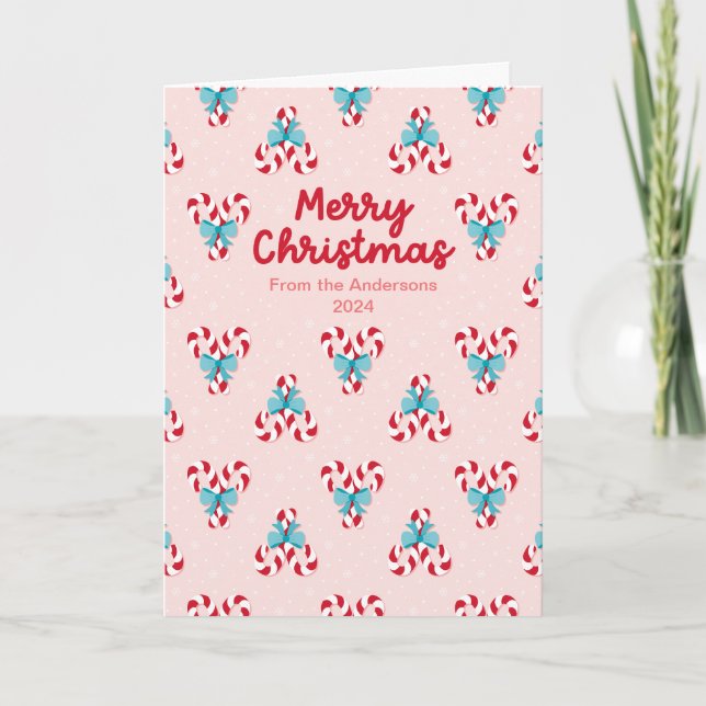 Cartes Pour Fêtes Annuelles Sucres de canne doux et vaches Noël (Devant)
