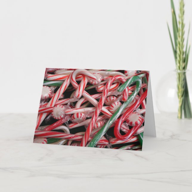 Cartes Pour Fêtes Annuelles Sucres de canne et menthe de Noël (Devant)
