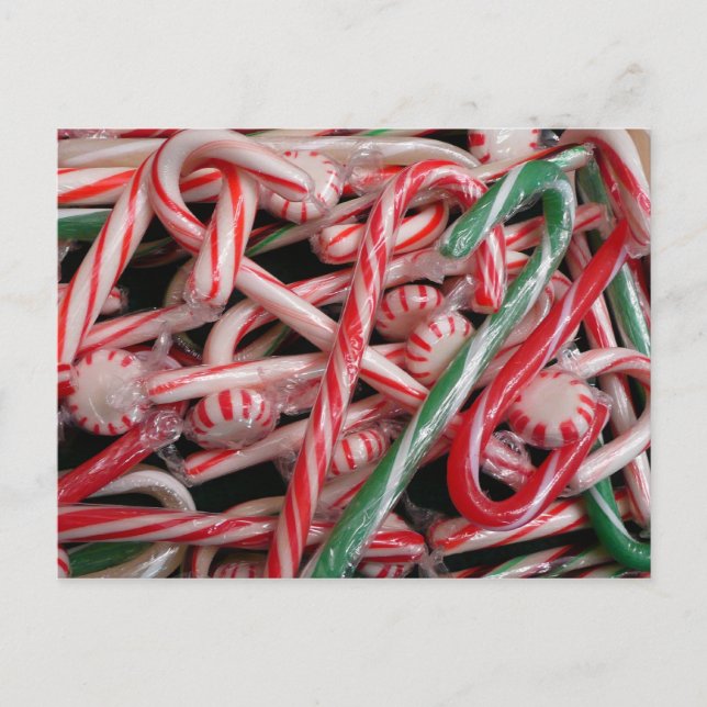 Cartes Pour Fêtes Annuelles Sucres de canne et menthe de Noël (Devant)