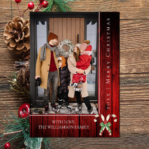 Cartes Pour Fêtes Annuelles Sucres de canne rustiques Noël Rouge
