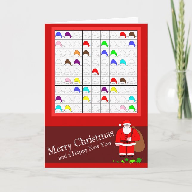 Cartes Pour Fêtes Annuelles Sudoku multicolore pour Noël (Devant)