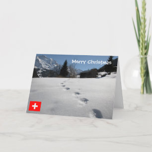 Cartes Pour Fêtes Annuelles Suisse, Empreintes dans la neige