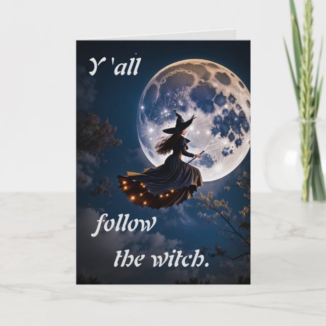 Cartes Pour Fêtes Annuelles Suivez la fiche d'invitation de sorcière Halloween (Devant)
