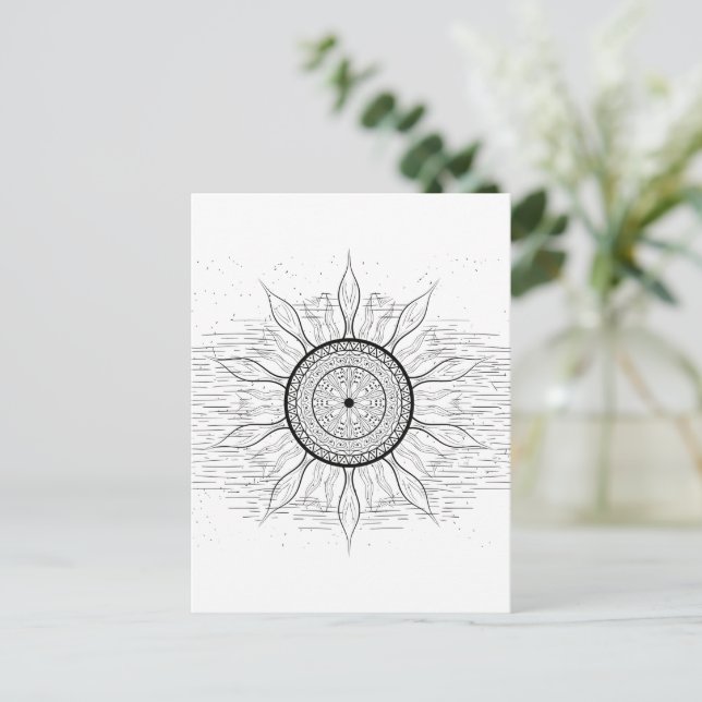 Cartes Pour Fêtes Annuelles Sun Mandala 1 (Debout devant)