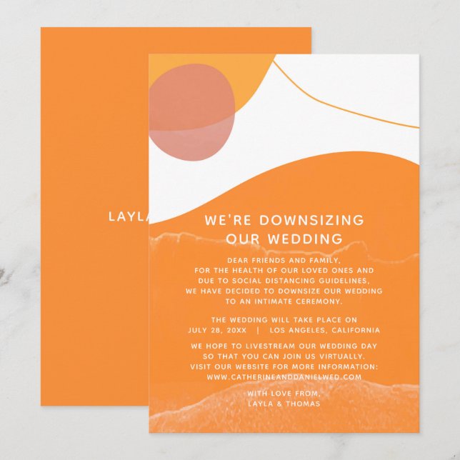 Cartes Pour Fêtes Annuelles Sun Sea Sand Modern Nous réduisons notre Mariage (Devant / Derrière)