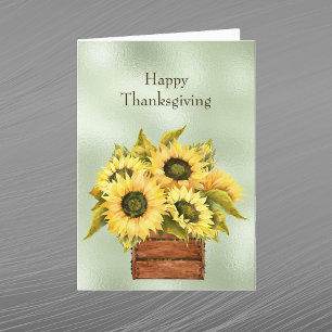 Cartes Pour Fêtes Annuelles Sunflowers Yellow Box Aquarelle Thankesgiving