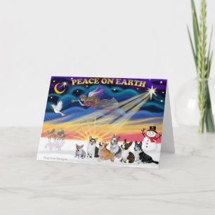 Cartes Pour Fêtes Annuelles Sunrise de Noël - Corgies galloises (six)