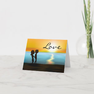 Cartes Pour Fêtes Annuelles Sunset Beach Couple Love Valentine's Day