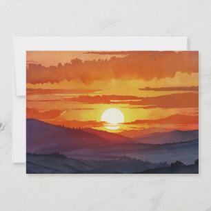 Cartes Pour Fêtes Annuelles Sunset Smoky Mountain Belle aquarelle Art
