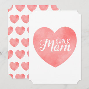 Cartes Pour Fêtes Annuelles Super Maman texte dans le coeur rose, la conceptio