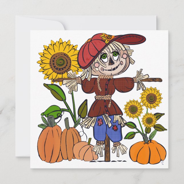 Cartes Pour Fêtes Annuelles Super mignon Scarecrow (Devant)