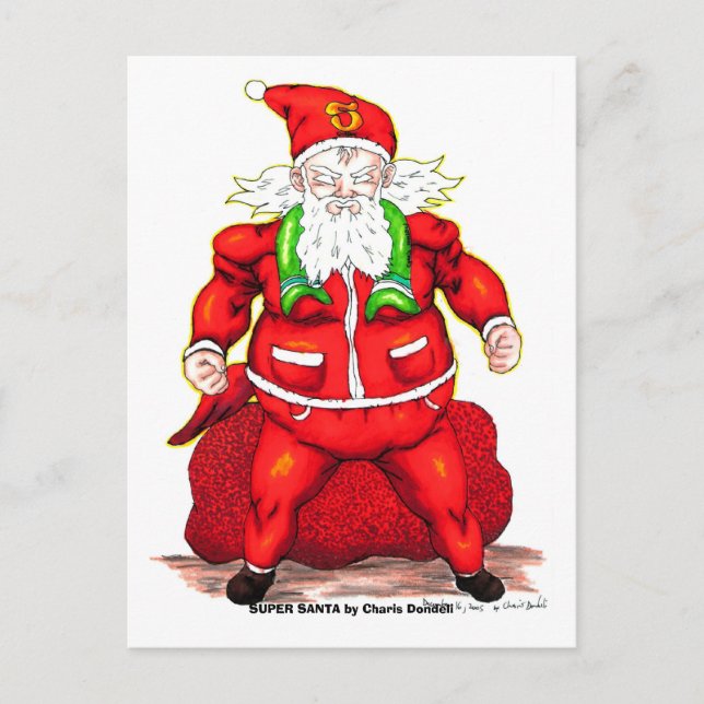 Cartes Pour Fêtes Annuelles SUPER PÈRE NOËL par Charis Dondeli (Devant)