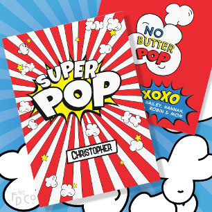 Cartes Pour Fêtes Annuelles SUPER POP ! Pas de papillon ! Corny, Pun Popcorn