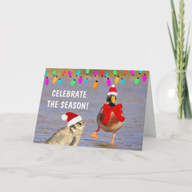Cartes Pour Fêtes Annuelles Super Silencieux Canard Et Poisson Noël (Devant)