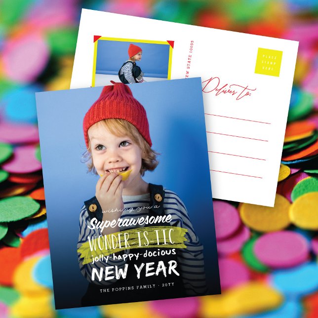 Cartes Pour Fêtes Annuelles Superbe Merveilleuse Jolly Happydocile Année (Créateur téléchargé)