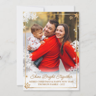 Cartes Pour Fêtes Annuelles Superbe overlay photo de Noël en or flocon de neig