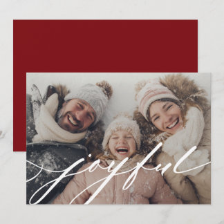 Cartes Pour Fêtes Annuelles Superposition de script joyeux Photo rouge foncé