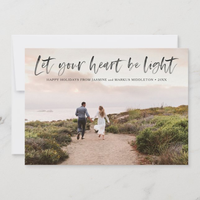 Cartes Pour Fêtes Annuelles Superposition Let Your Heart Be Light en noir (Devant)
