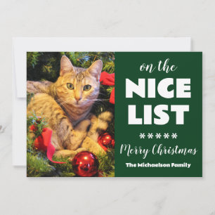 Cartes Pour Fêtes Annuelles Sur la belle liste de Noël Chat Pet Photo