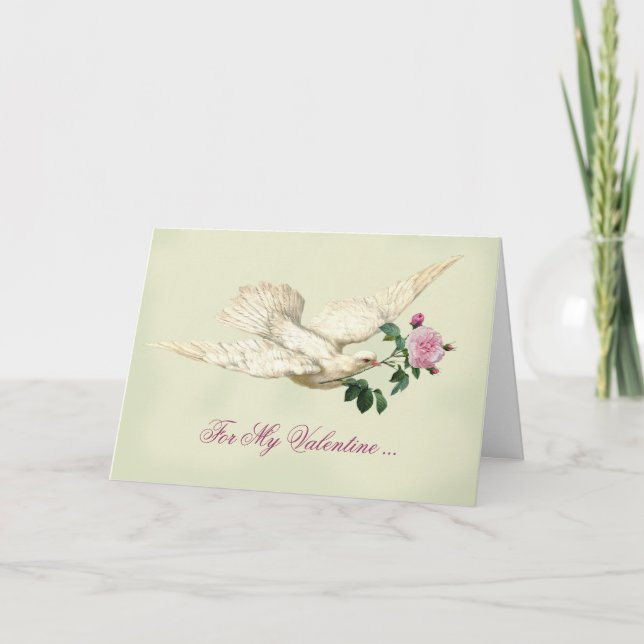 Cartes Pour Fêtes Annuelles Sur les ailes d'une colombe, pour mon Valentine (Devant)