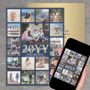 Cartes Pour Fêtes Annuelles Surdimensionné Quelle année photo Collage Marine B